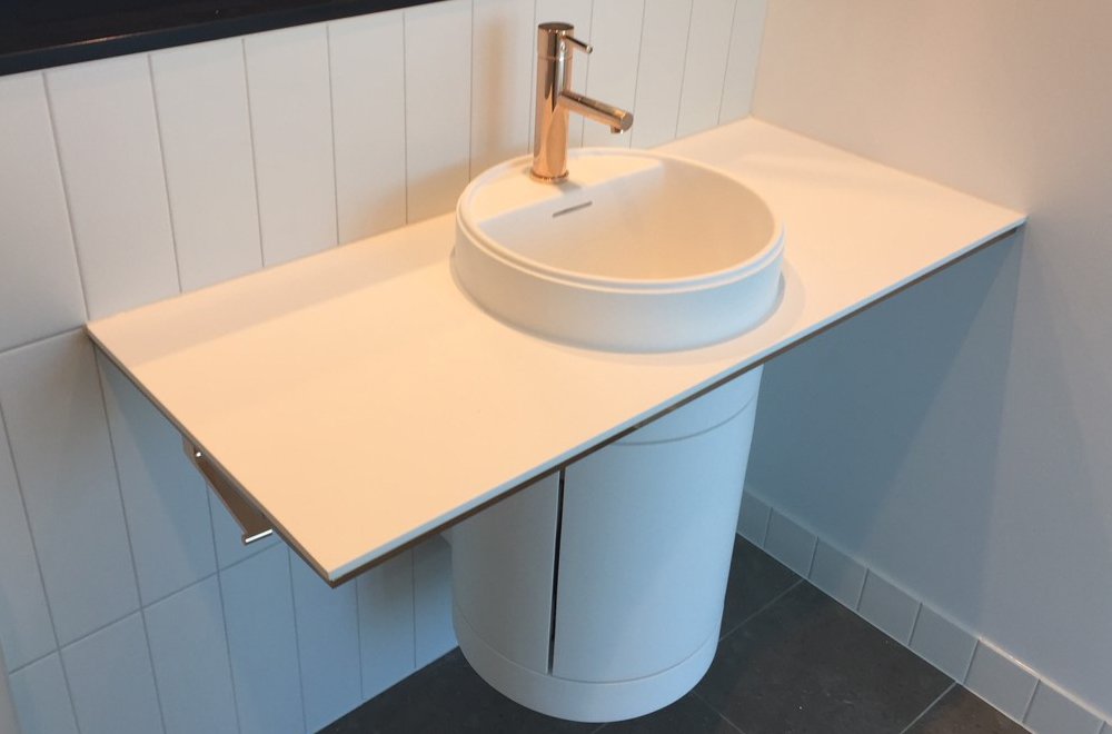 custom freestanding basin with countertop
