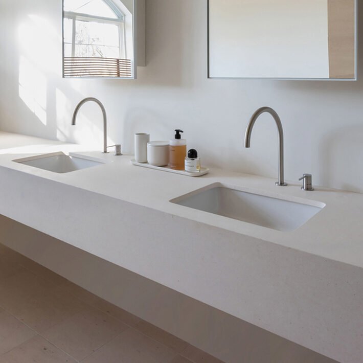 white bathroom countertop