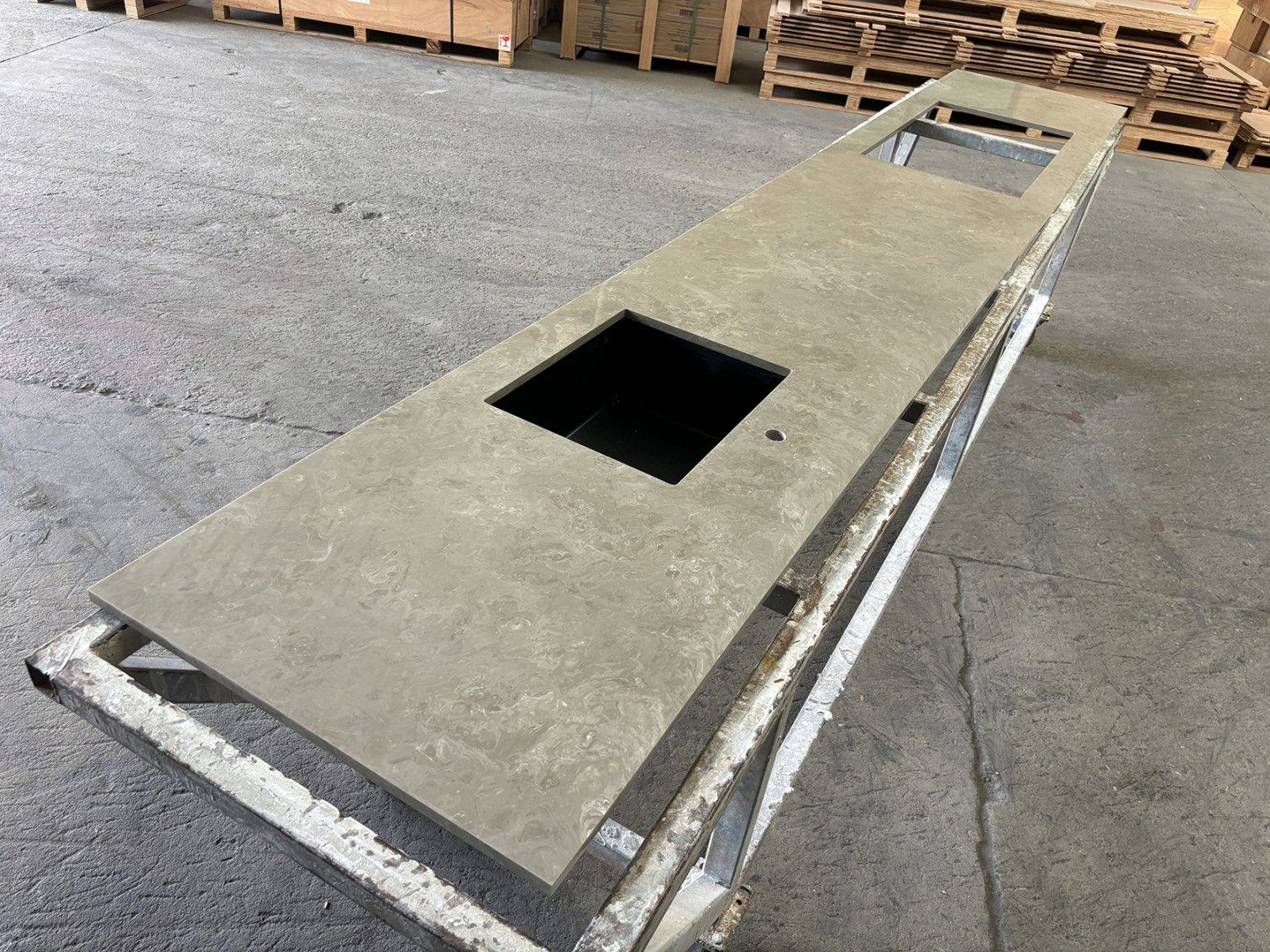 marble countertop with sink hole