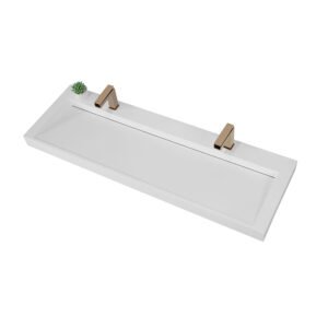 KKR-1265 Wall Hung Solid Surface Basin with Linear Slot Drain – Custom Long Trough Sink for Hotel & Commercial Bathrooms