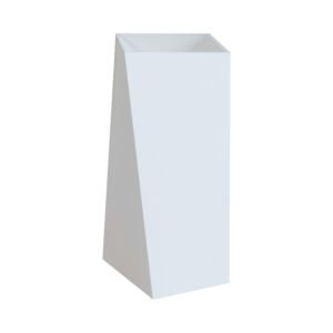 KKR-1387 Geometric Pedestal Basin – Angular Solid Surface Freestanding Wash Basin for Modern Bathrooms
