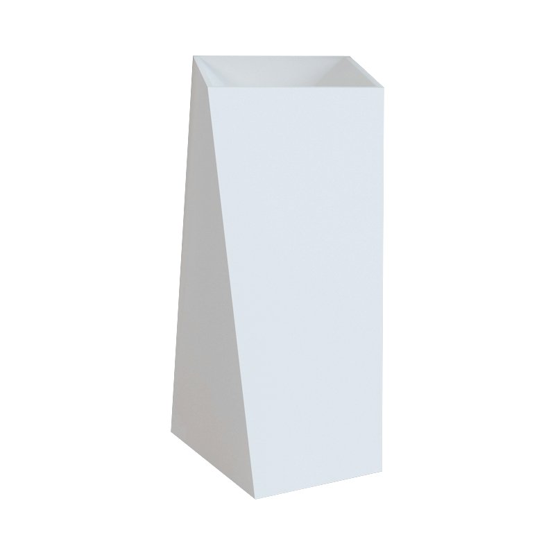 KKR-1387 Geometric Pedestal Basin – Angular Solid Surface Freestanding Wash Basin for Modern Bathrooms