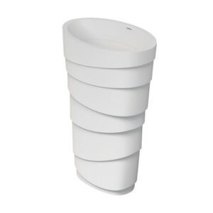 KKR-1398 Sculptural Freestanding Solid Surface Pedestal Basin for Luxury Bathrooms