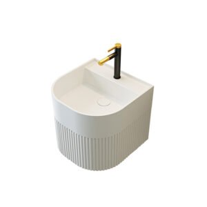 KKR-1625 Wall-Hung Solid Surface Sink with Curved Front Design