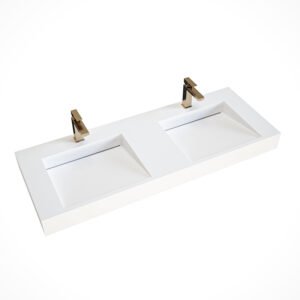 KKR-1630 Double Wall-Hung Solid Surface Sink for Shared Hotel Bathrooms
