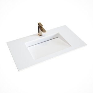 KKR-1843 Integrated Rectangular Solid Surface Sink Countertop with Linear Basin