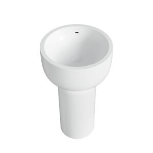 KKR-1903 Solid Surface Freestanding Pedestal Sink with Bowl-Top Minimalist Design