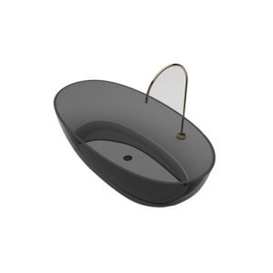 KKR-B003 Transparent Black Oval Freestanding Bathtub | Luxury Crystal-Look Solid Surface Tub