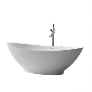 KKR-B051 Freestanding Solid Surface Bathtub – Elegant Curved Design for Luxury Projects