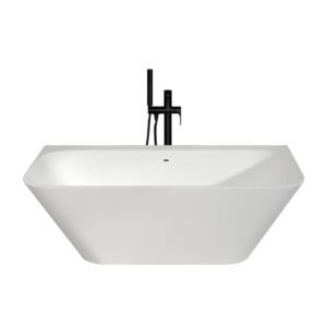 KKR-B053 Freestanding Solid Surface Bathtub – Rectangular Design with Ergonomic Sloped Interior