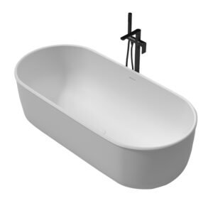 KKR-B115 Freestanding Solid Surface Bathtub – Modern Oval Design