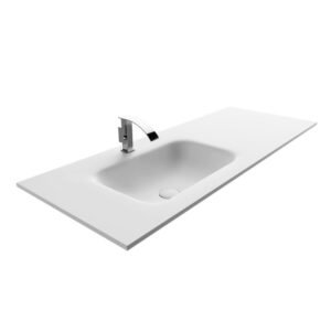 KKR-FGE08 Left Integrated Sink Vanity Top with Seamless Solid Surface Countertop