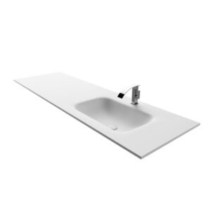 KKR-FGE09 Right-Position Integrated Sink Vanity Top with Extended Solid Surface Countertop