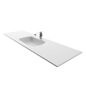 KKR-FGE10 Center-Position Integrated Sink Vanity Top – Solid Surface One-Piece Countertop