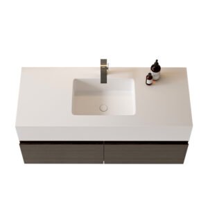KKR-FGE16 Integrated Sink Bathroom Vanity with Long Downstand Solid Surface Countertop
