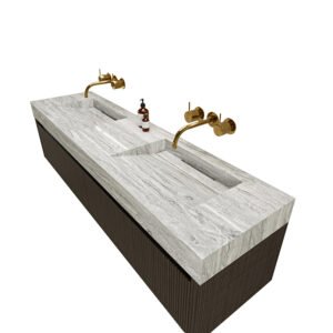 M8887 Marble Look Solid Surface Integrated Vanity Sink for Luxury Hotel Bathrooms