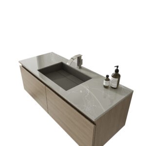 M8882 Grey Marble Color Cabinet Basin with Dark Grey Undermount Sink