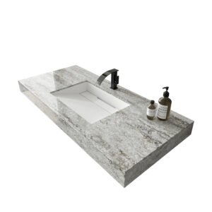 M8940 Light Grey Marble Wall Hung Sink with Seamless Basin