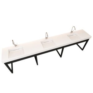 Custom Solid Surface Commercial Sink for Public Bathrooms | Long Multi-User Wash Basin Solution