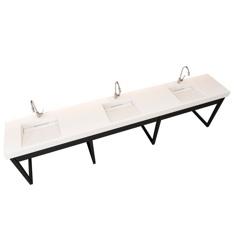 Custom Solid Surface Commercial Sink for Public Bathrooms | Long Multi-User Wash Basin Solution