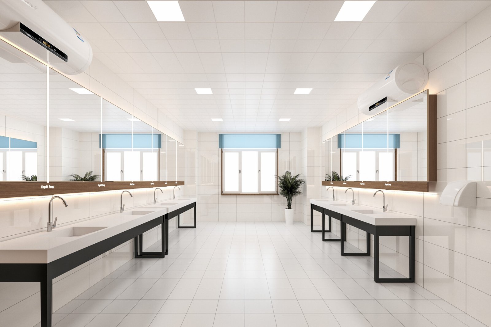 Custom Solid Surface Commercial Sink for Public Bathrooms | Long Multi-User Wash Basin Solution - Image 4