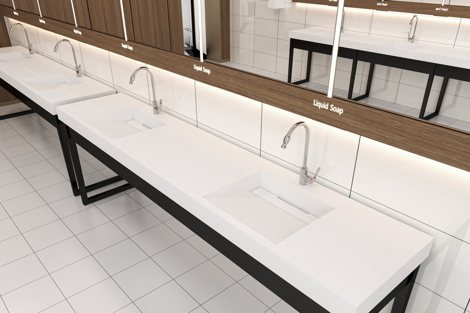 Custom Solid Surface Commercial Sink for Public Bathrooms | Long Multi-User Wash Basin Solution - Image 5