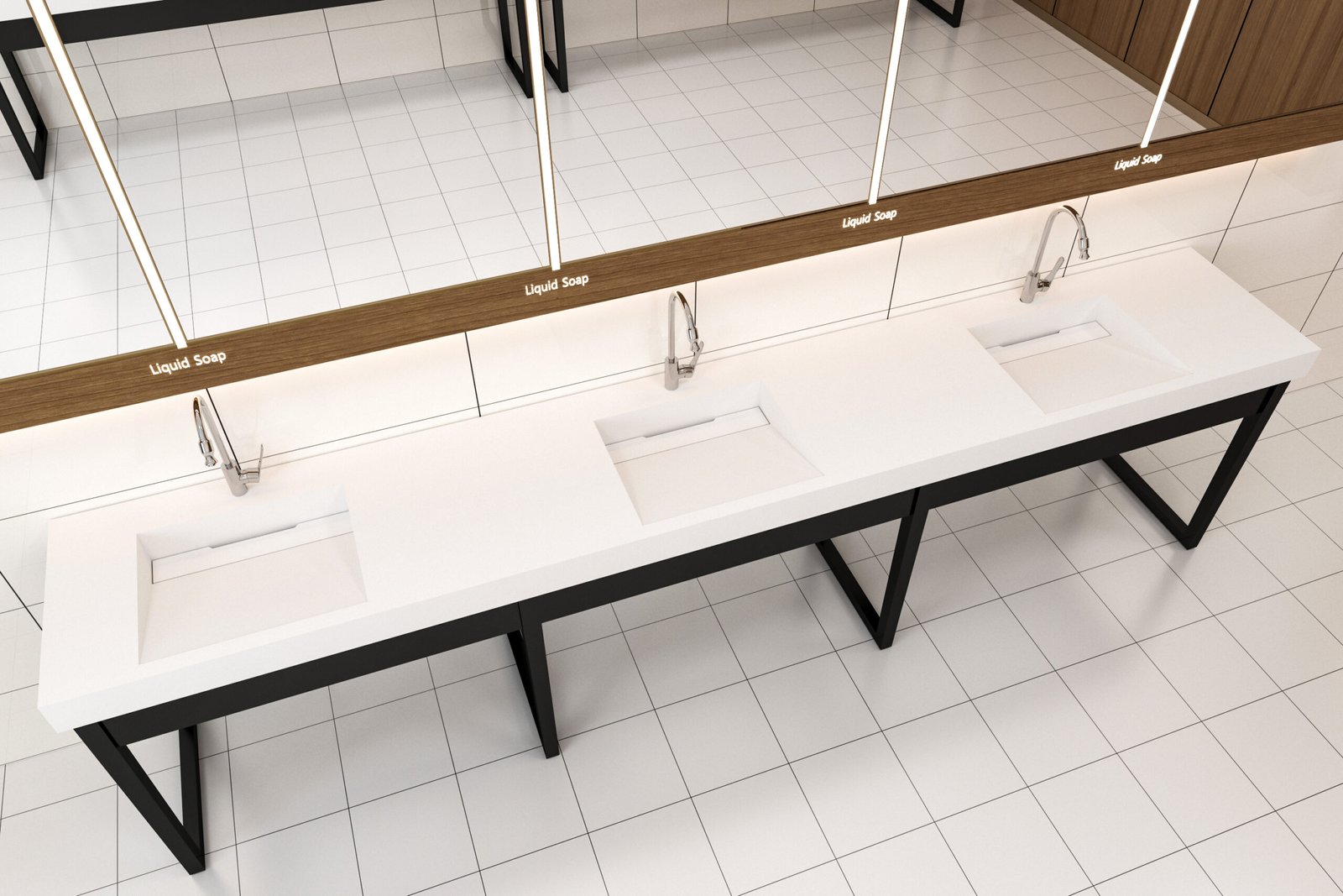 Custom Solid Surface Commercial Sink for Public Bathrooms | Long Multi-User Wash Basin Solution - Image 2