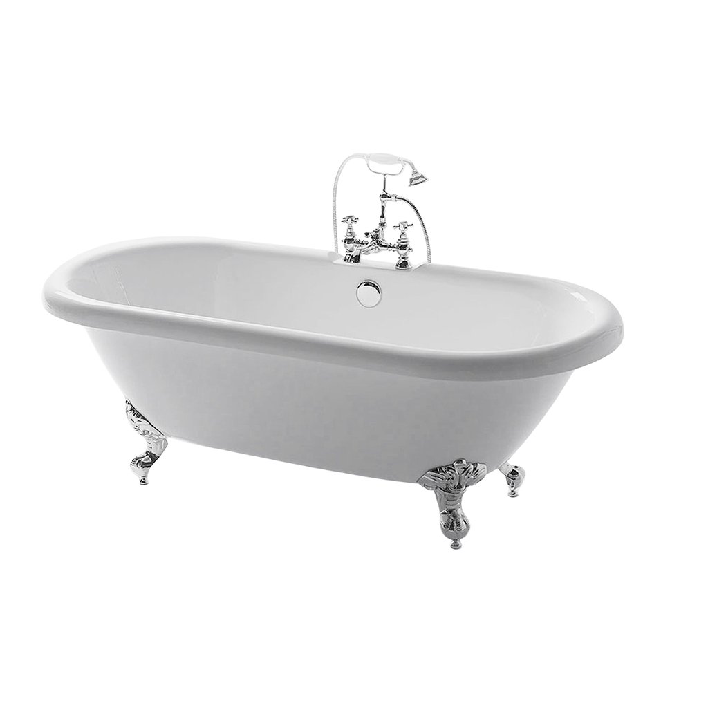 KKR-B702 Classic Freestanding Acrylic Bathtub with Claw Feet – White Finish
