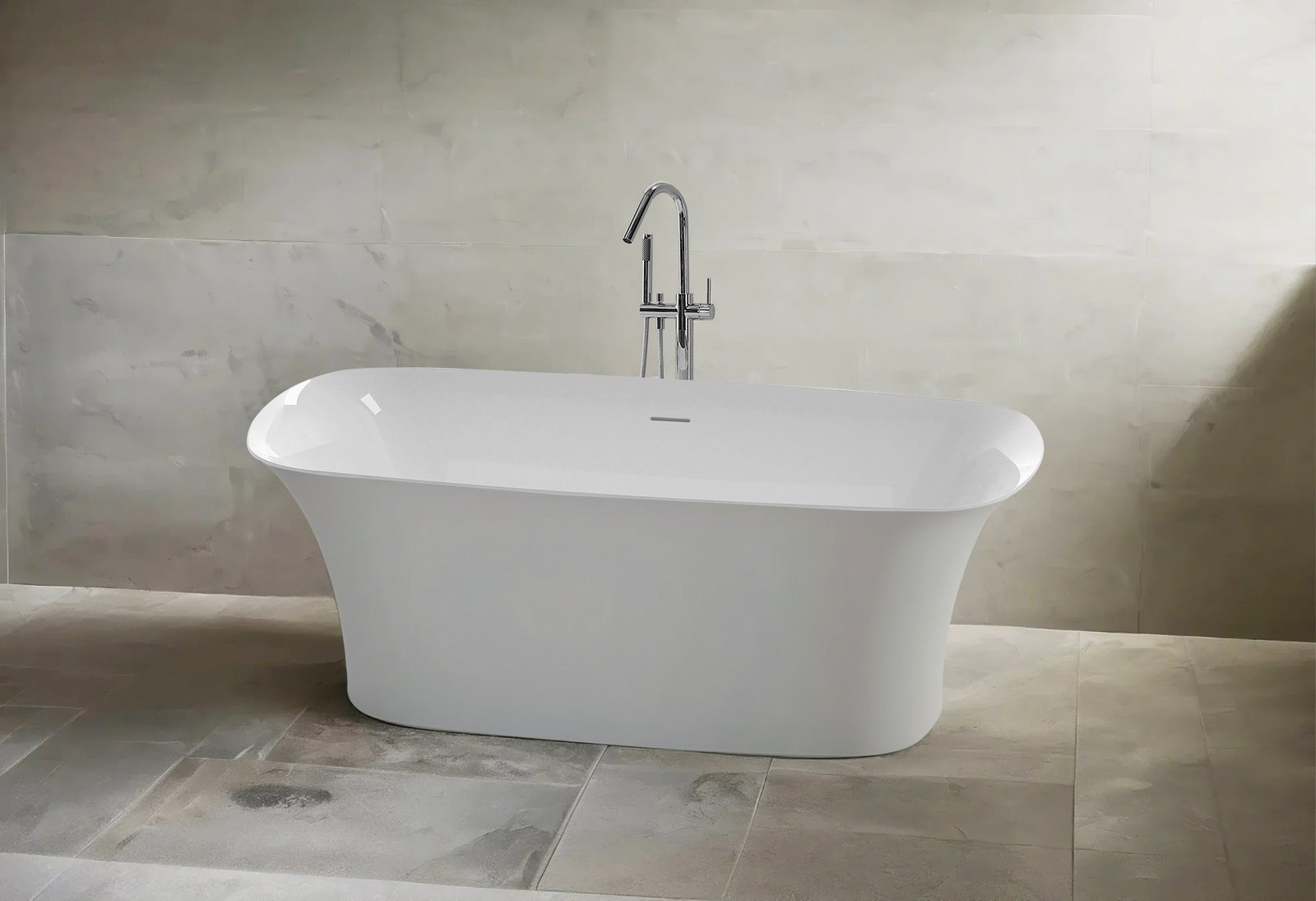 KKR-B907 Freestanding Acrylic Bathtub for Hotel & Residential Projects | Modern Oval Soaking Tub - Image 2