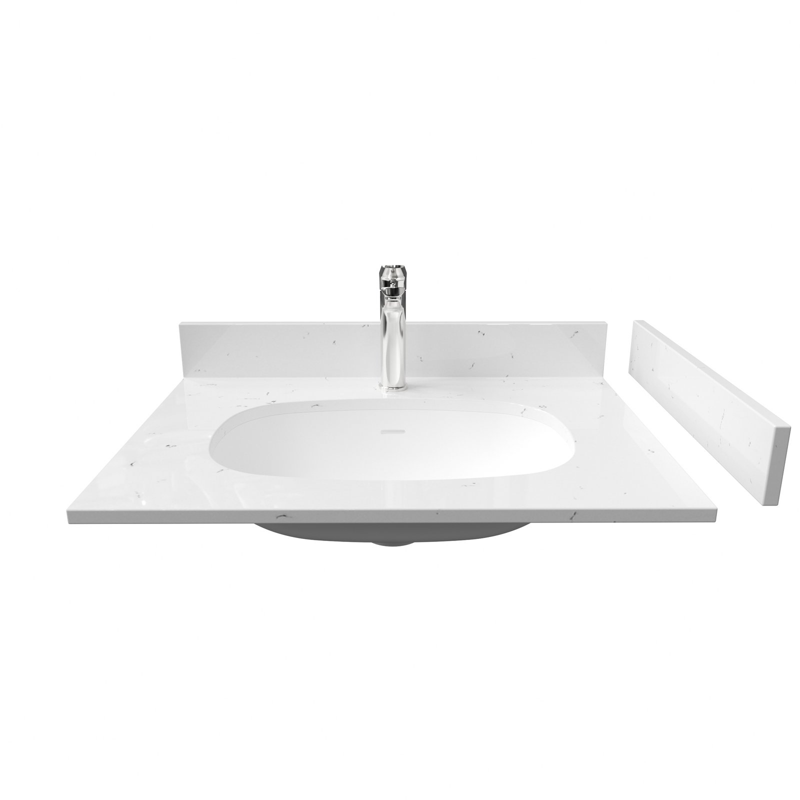 30 Inch Speckled White Solid Surface Bathroom Countertop | Integrated Vanity Top for Hotel Projects - Image 2