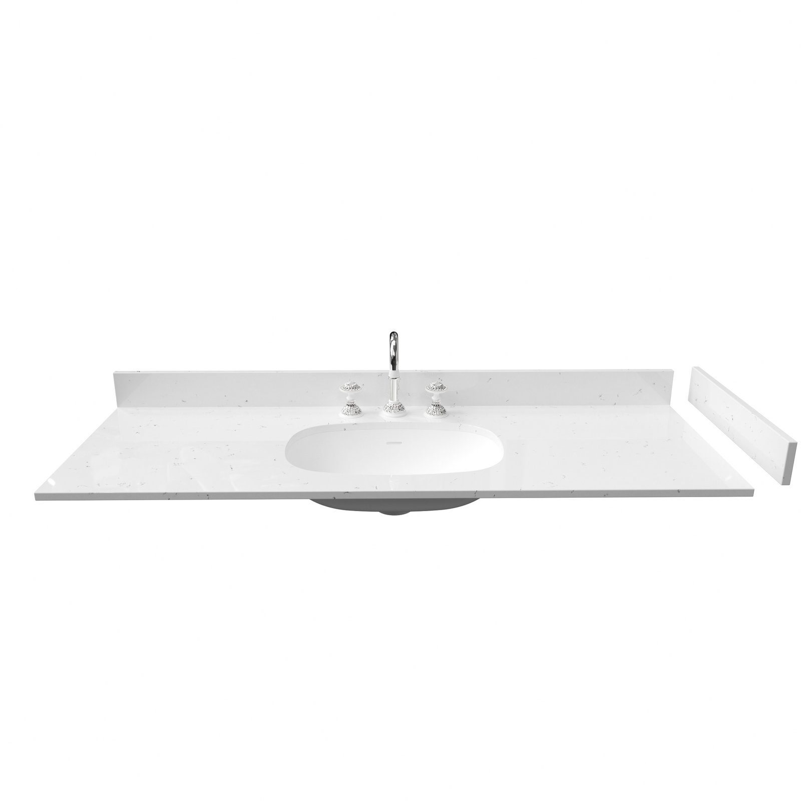 60-Inch Solid Surface Bathroom Vanity Top | Soft White Speckled Finish with Integrated Sink for Hotel & Residential Projects - Image 3