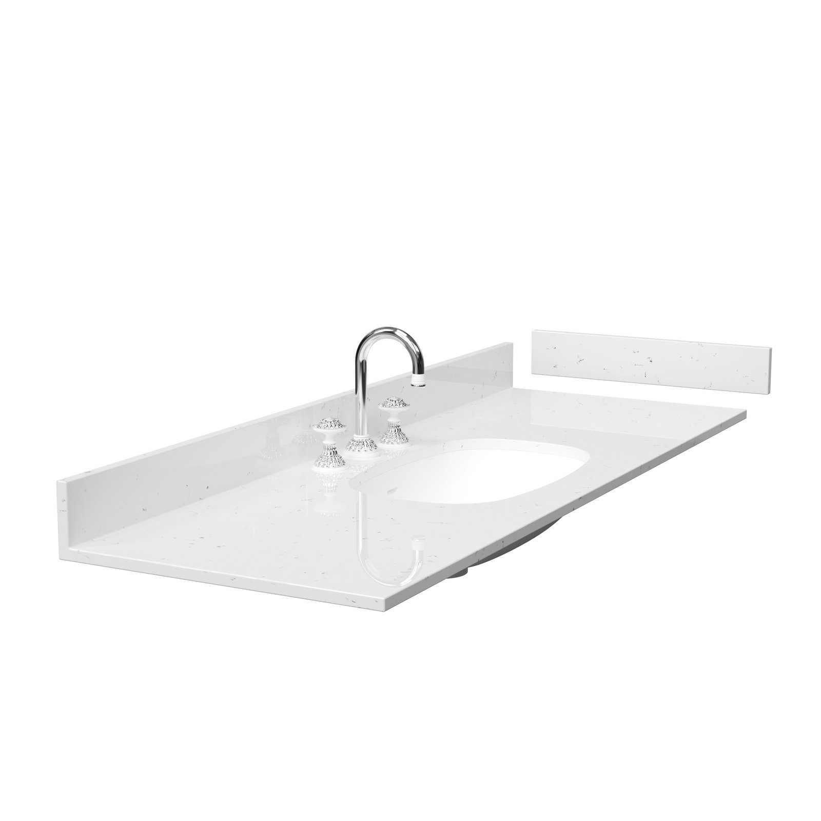 60-Inch Solid Surface Bathroom Vanity Top | Soft White Speckled Finish with Integrated Sink for Hotel & Residential Projects - Image 2