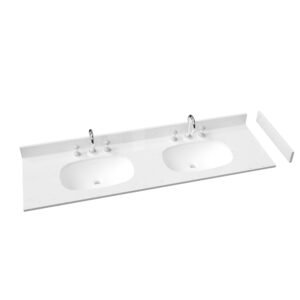 72-Inch Solid Surface Vanity Top with Integrated Sink | New Refined Speckled White Finish for Hotel & Apartment Projects