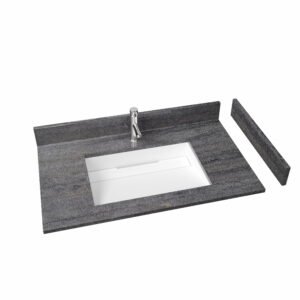 36 Inch Dark Granite Gray Solid Surface Bathroom Countertop with Integrated Sink | KKR Custom Vanity Top
