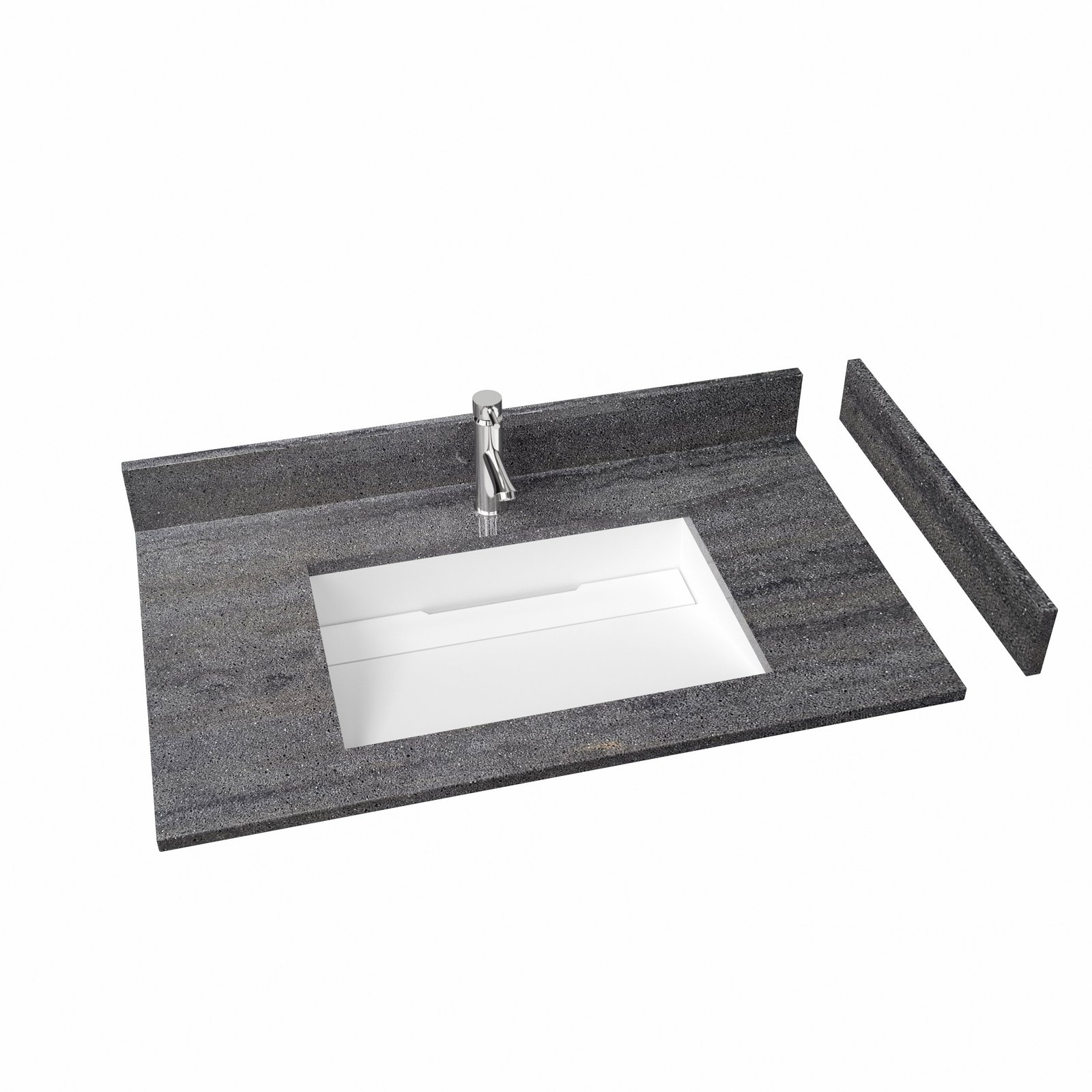 36 Inch Dark Granite Gray Solid Surface Bathroom Countertop with Integrated Sink | KKR Custom Vanity Top