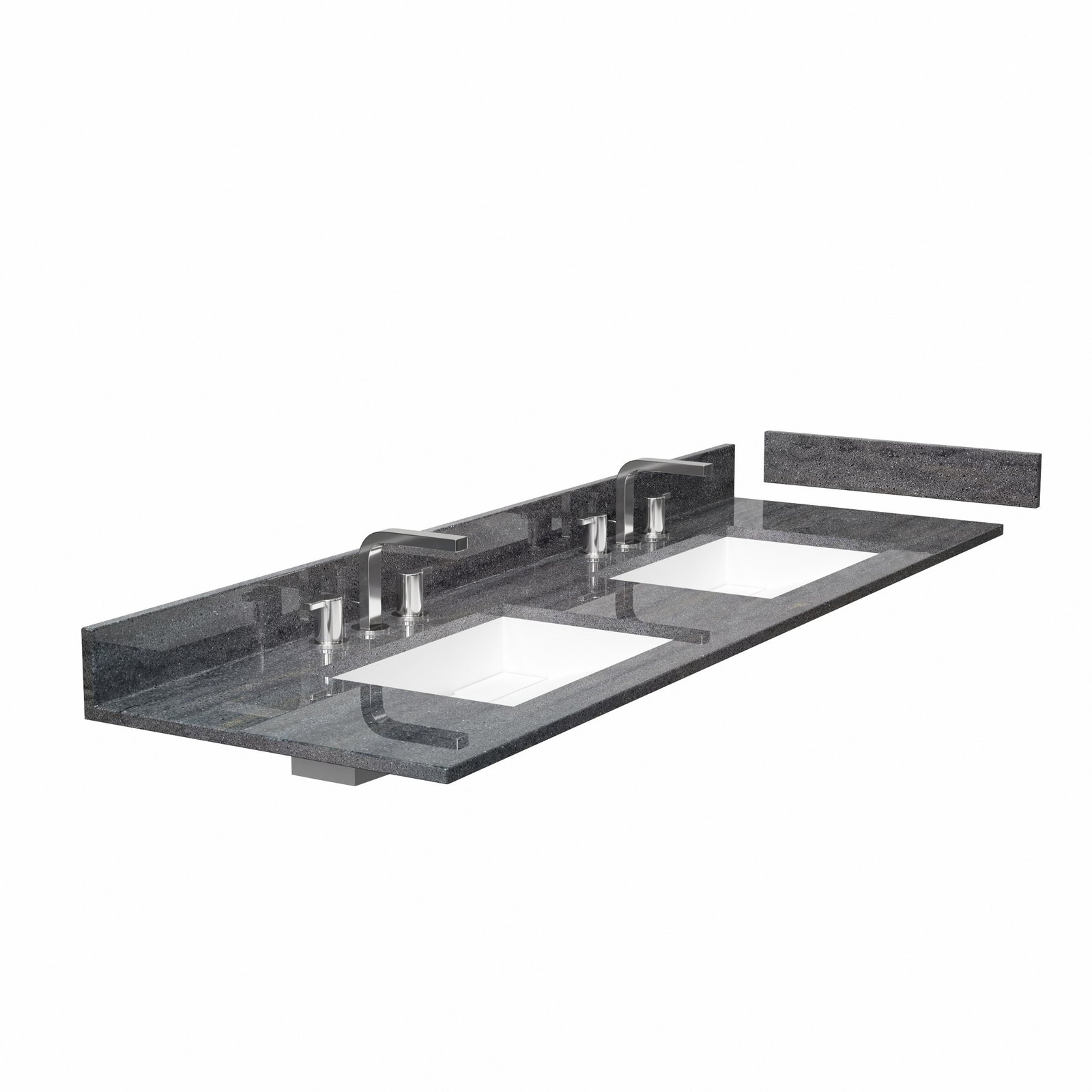 72 Inch Dark Gray Stone Look Solid Surface Double Sink Vanity Top | Hotel & Commercial Bathroom Countertop - Image 3