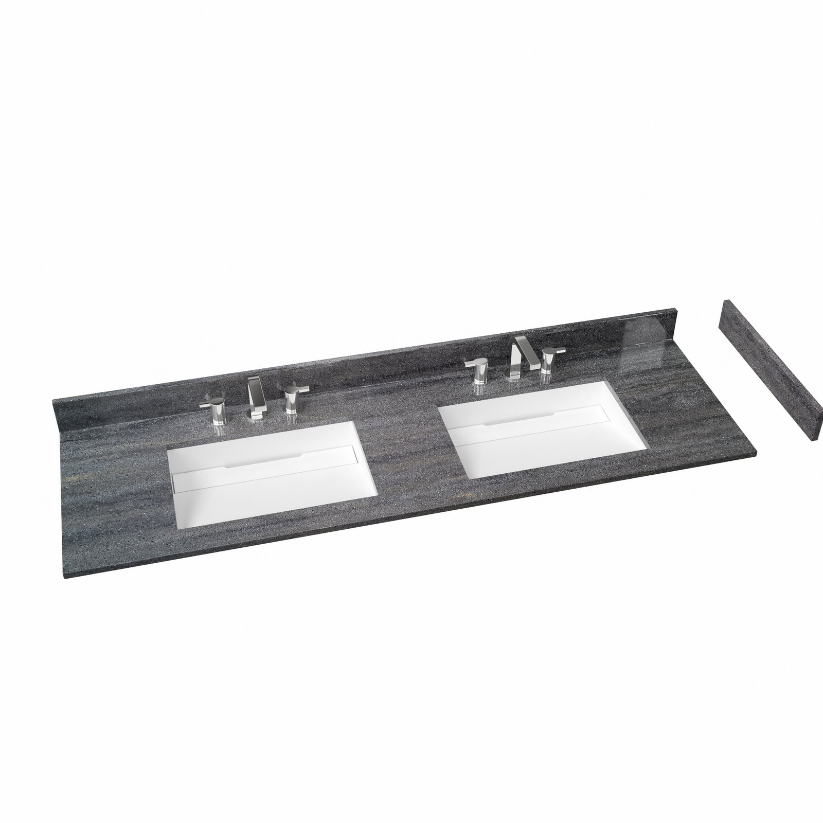 72 Inch Dark Gray Stone Look Solid Surface Double Sink Vanity Top | Hotel & Commercial Bathroom Countertop