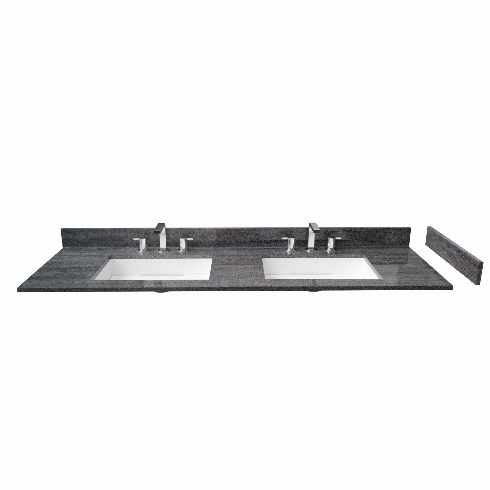 72 Inch Dark Gray Stone Look Solid Surface Double Sink Vanity Top | Hotel & Commercial Bathroom Countertop - Image 2
