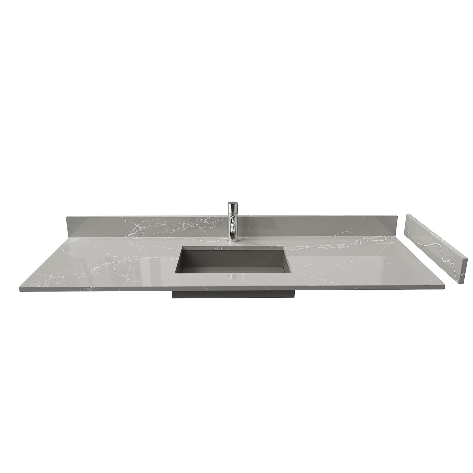 48 Inch Gray Marble-Look Solid Surface Vanity Top | Single Sink Bathroom Countertop for Hotel & Residential Projects - Image 2