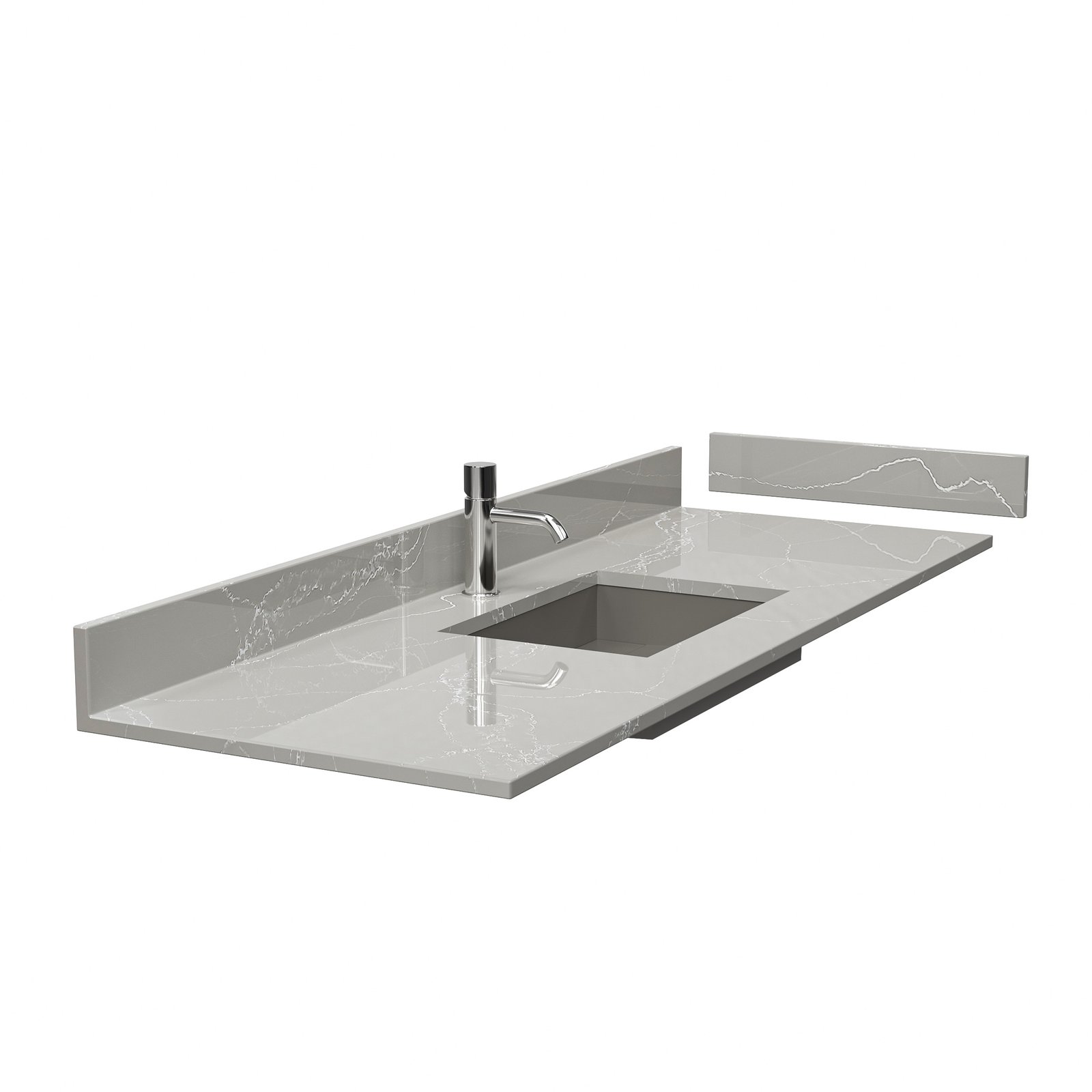 48 Inch Gray Marble-Look Solid Surface Vanity Top | Single Sink Bathroom Countertop for Hotel & Residential Projects - Image 3