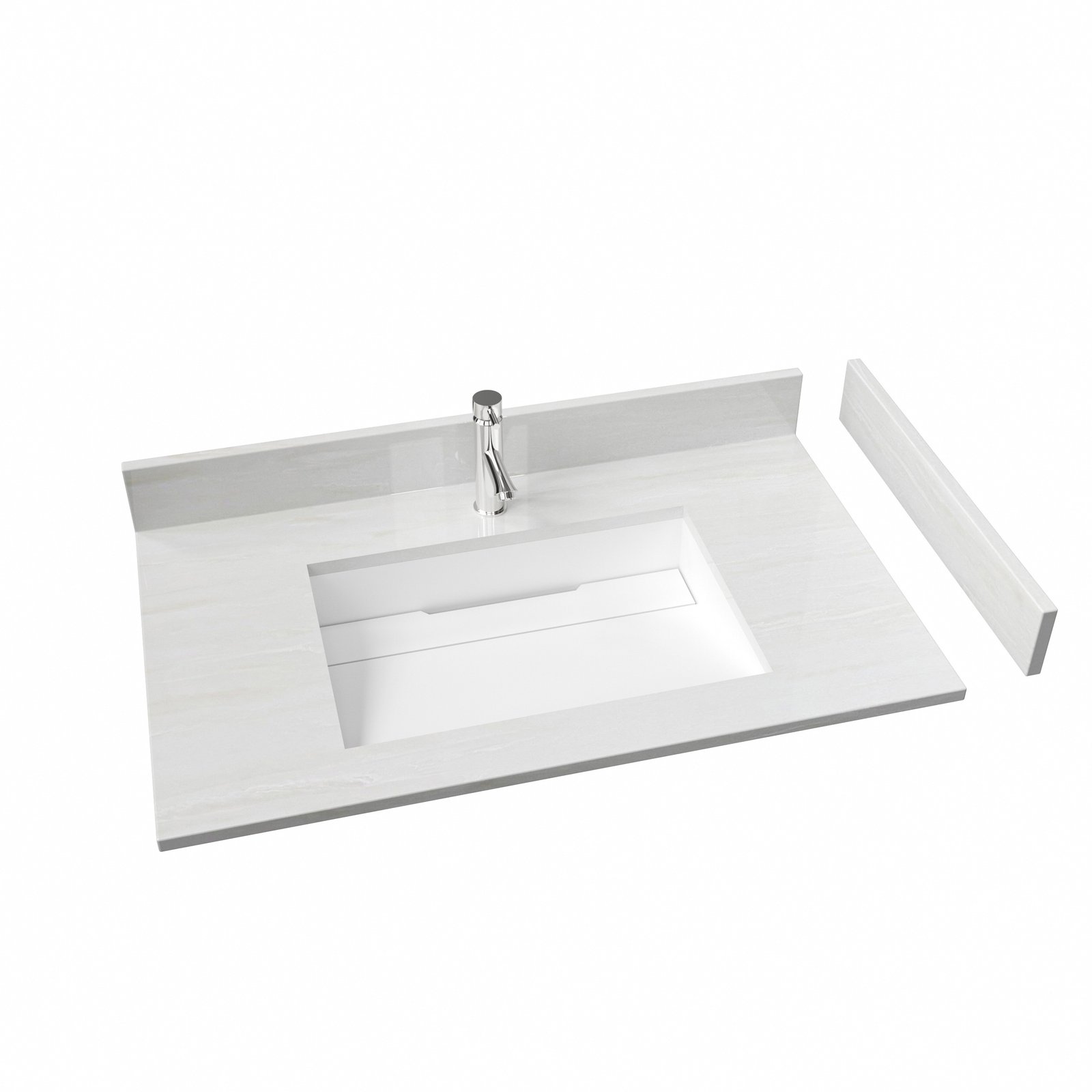 36 Inch Light Cloud White Marble Texture Vanity Top | Solid Surface Bathroom Countertop for Hotel & Residential Projects