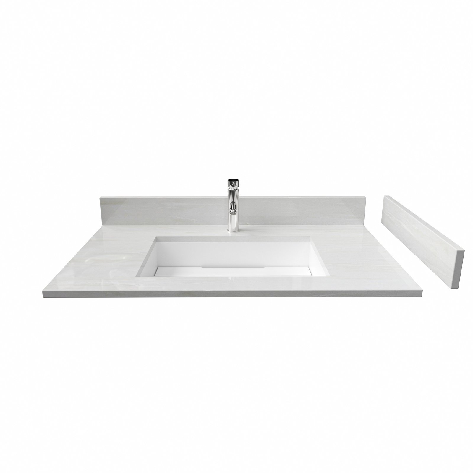 36 Inch Light Cloud White Marble Texture Vanity Top | Solid Surface Bathroom Countertop for Hotel & Residential Projects - Image 3