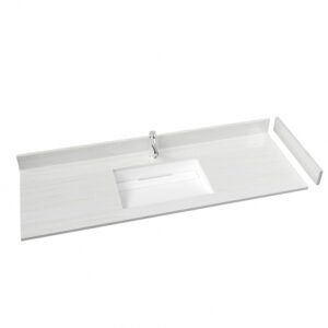 48 Inch Light Marble Vein Solid Surface Vanity Top | Modern White Stone Bathroom Countertop for Hotel & Residential Projects