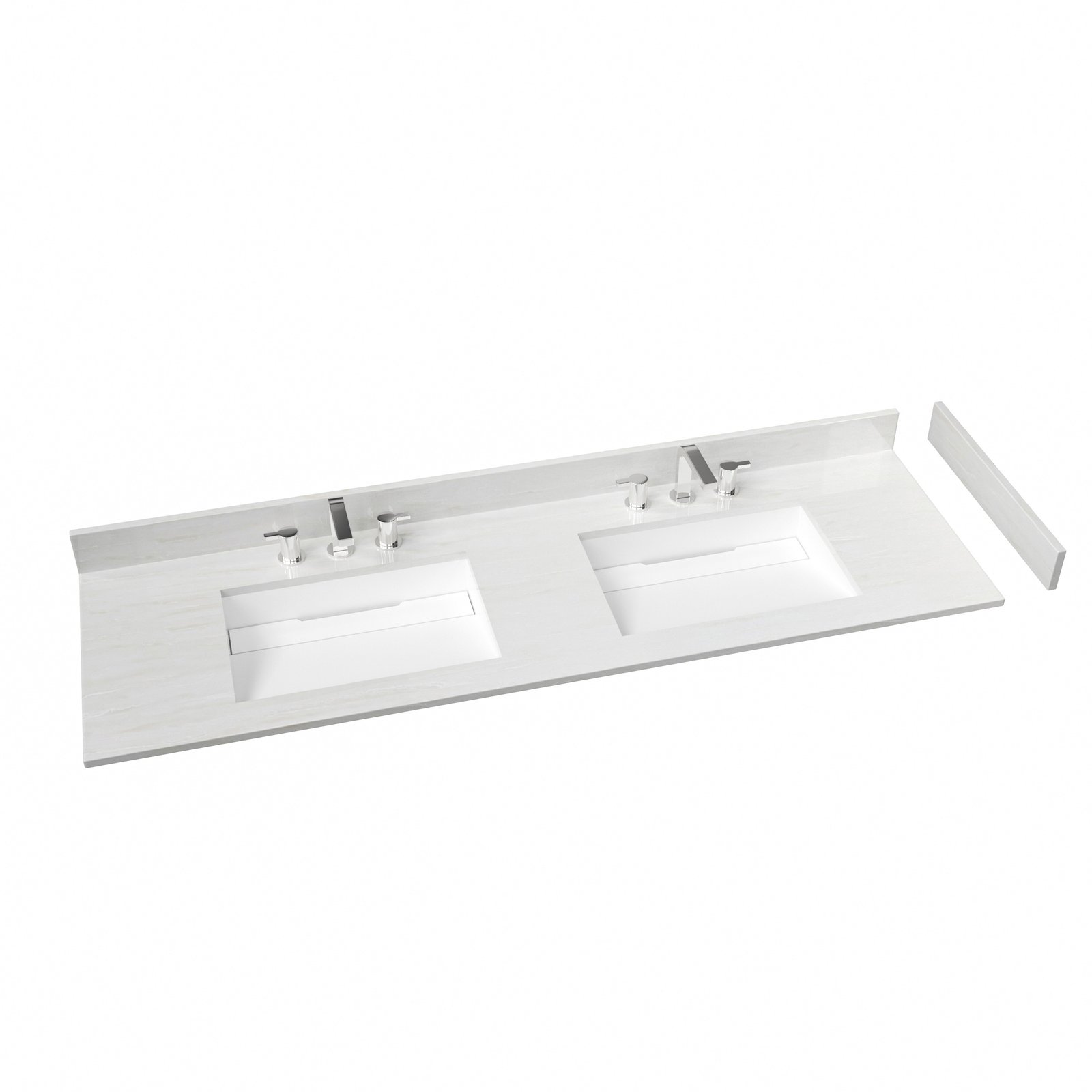 72-Inch Light Vein White Solid Surface Bathroom Countertop | Double Sink Vanity Top for Hotel & Apartment Projects