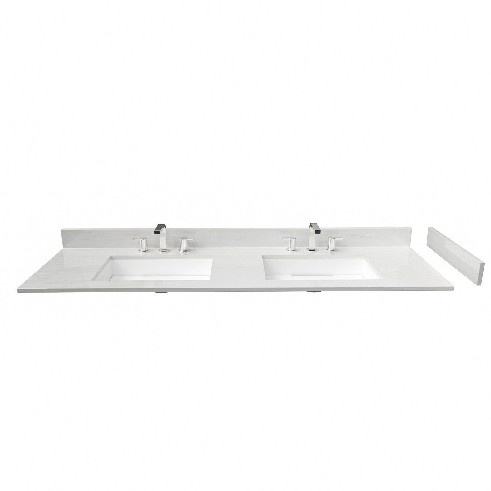 72-Inch Light Vein White Solid Surface Bathroom Countertop | Double Sink Vanity Top for Hotel & Apartment Projects - Image 2