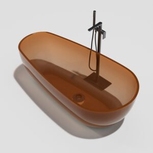 KKR-B001 Amber Transparent Freestanding Bathtub | Luxury Clear Resin Statement Tub for Hotels & Villas