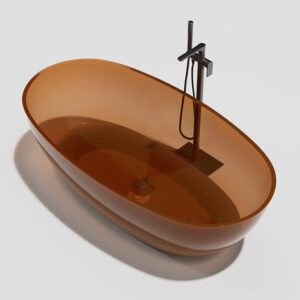 KKR-B003 Amber Transparent Acrylic Bathtub | Luxury Clear Resin Bathtub for Hotel & Villa Projects