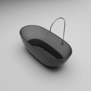 KKR-B003-B Clear Resin Freestanding Bathtub | Luxury Black Transparent Bathtub for Hotel & Spa Projects