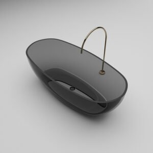 KKR-B008 Black Transparent Freestanding Bathtub | Clear Resin Luxury Bathtub for High-End Hotel & Villa Projects