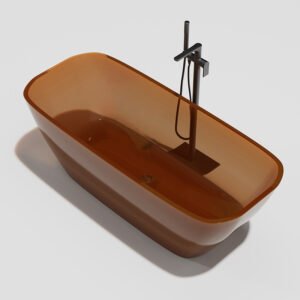 KKR-B037 Amber Orange Transparent Freestanding Bathtub | Sculpted Yellow Clear Resin Tub for Luxury Hotel & Resort Bathrooms